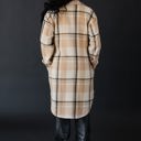  Panache Tan, Black & Beige Plaid Long Flannel Button Up