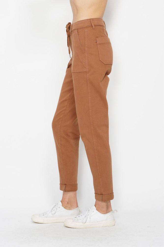 Judy Blue High Waist Garment Dyed Camel Double Cuff Jogger Denim 88857