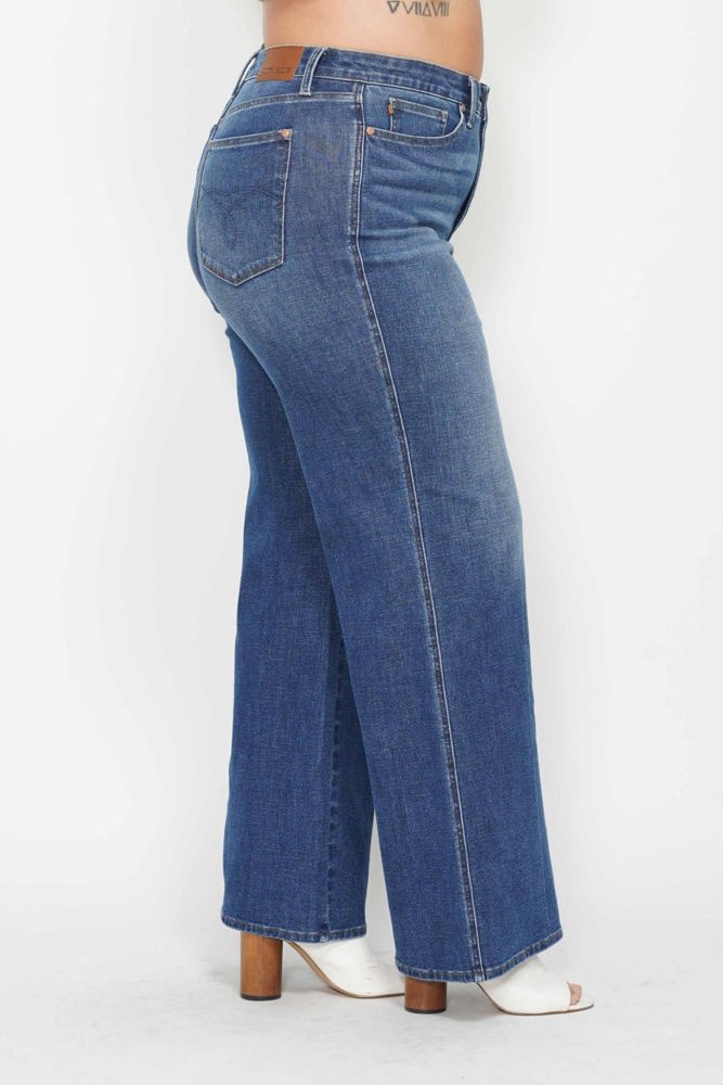 Judy Blue High Waist Tummy Control Retro Wide Leg Denim 88847 - Plus