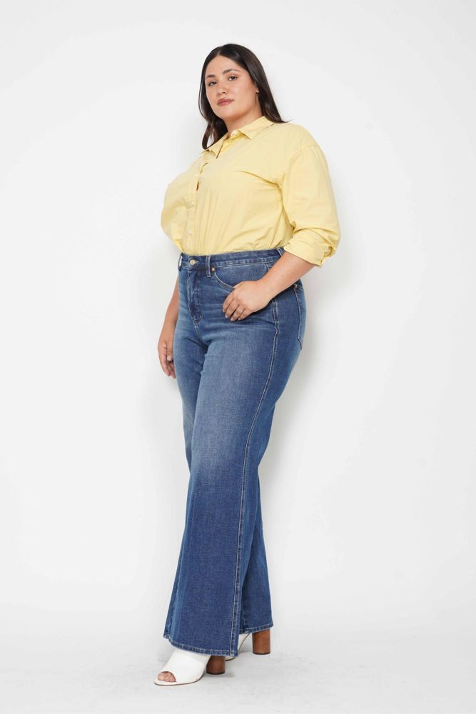 Judy Blue High Waist Tummy Control Retro Wide Leg Denim 88847 - Plus