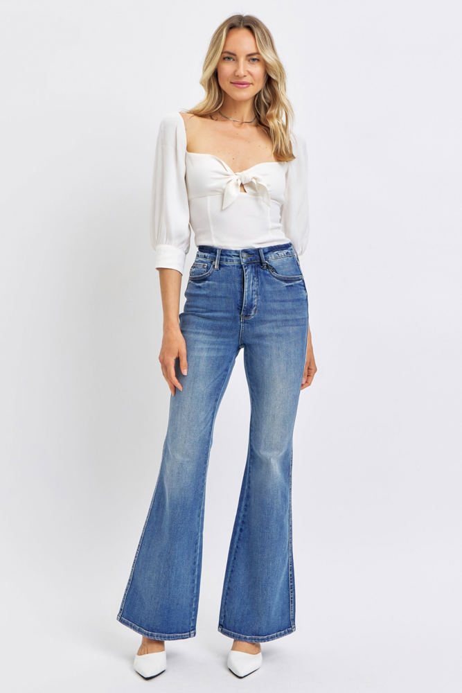 Judy Blue High Waist Tummy Control Contrast Flare Denim 88855