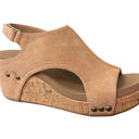  Corky's Carley Wedge, Camel Faux Suede