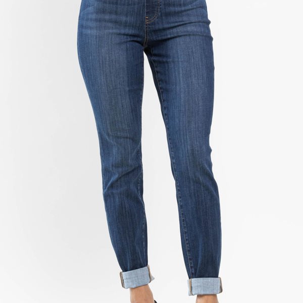 Judy Blue High Waist Pull On Double Cuff Slim Denim 88750