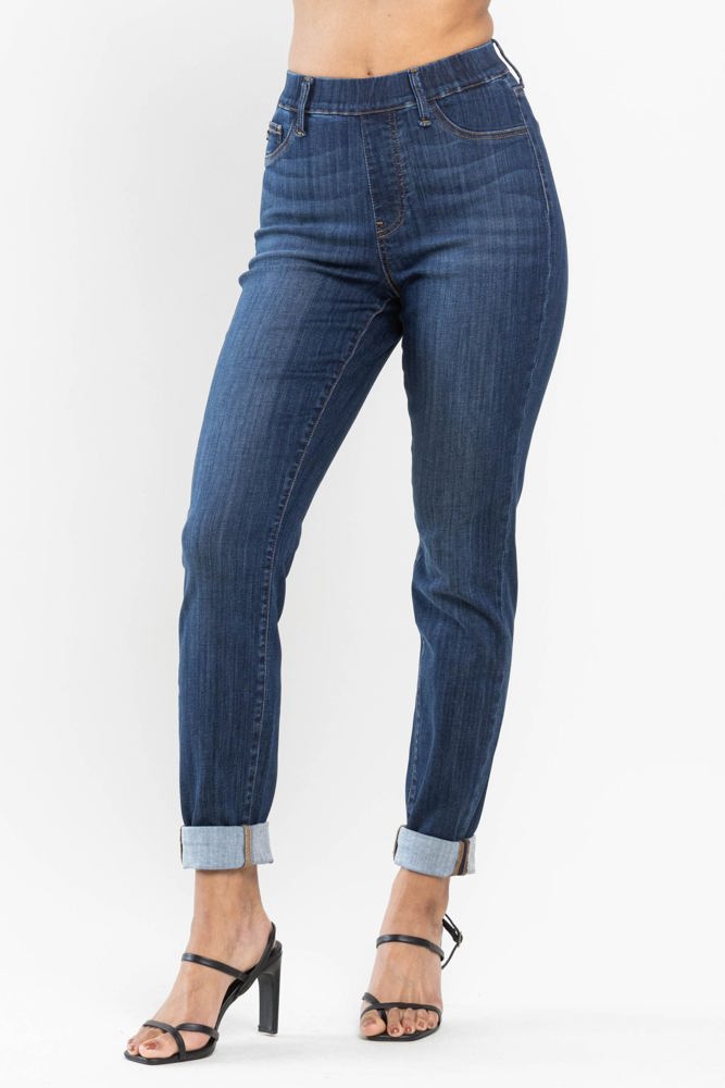 Judy Blue High Waist Pull On Double Cuff Slim Denim 88750 - Plus