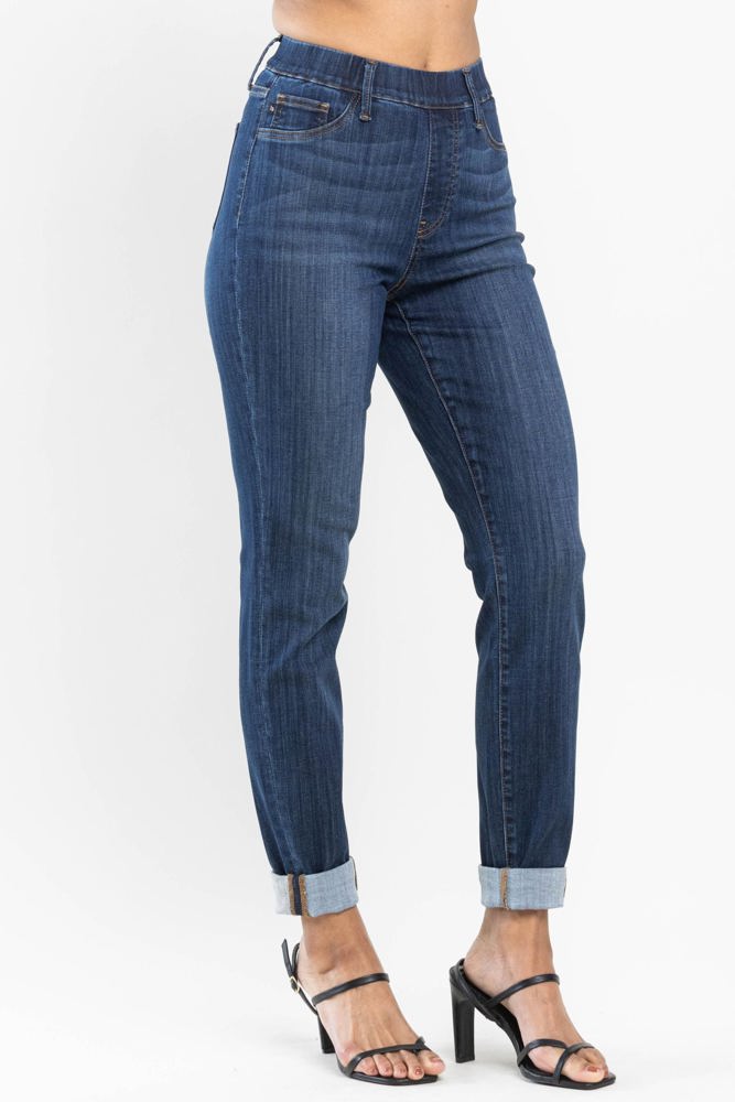 Judy Blue High Waist Pull On Double Cuff Slim Denim 88750 - Plus