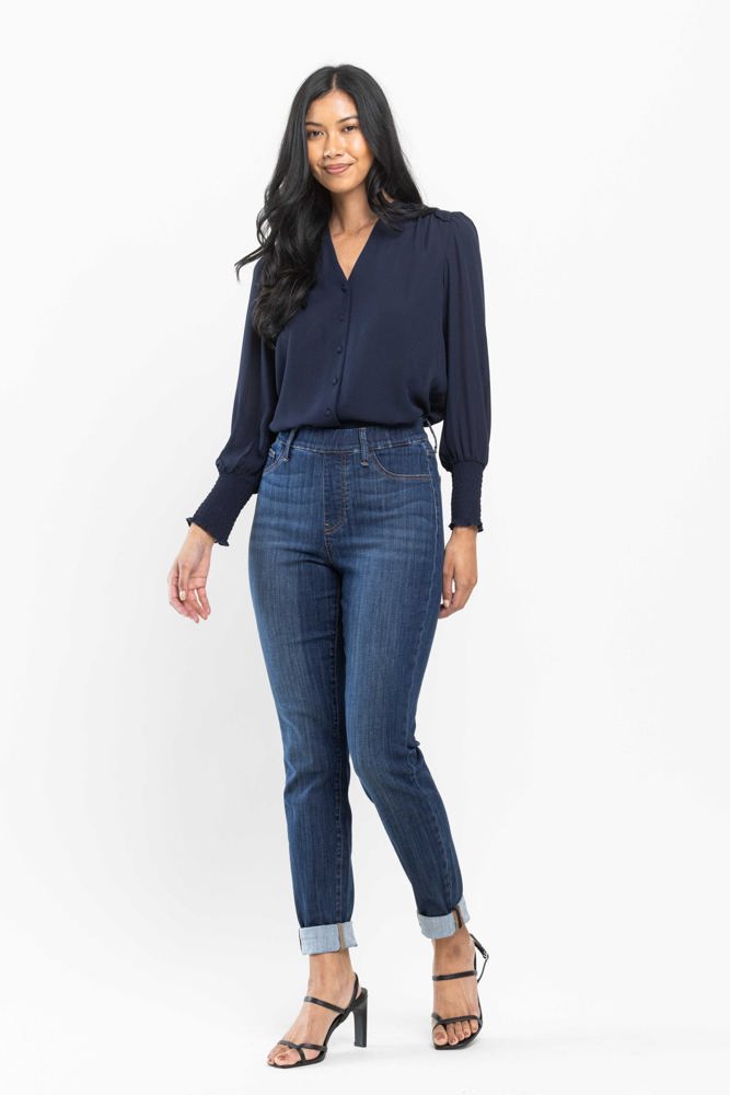 Judy Blue High Waist Pull On Double Cuff Slim Denim 88750 - Plus