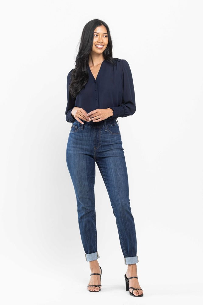 Judy Blue High Waist Pull On Double Cuff Slim Denim 88750 - Plus