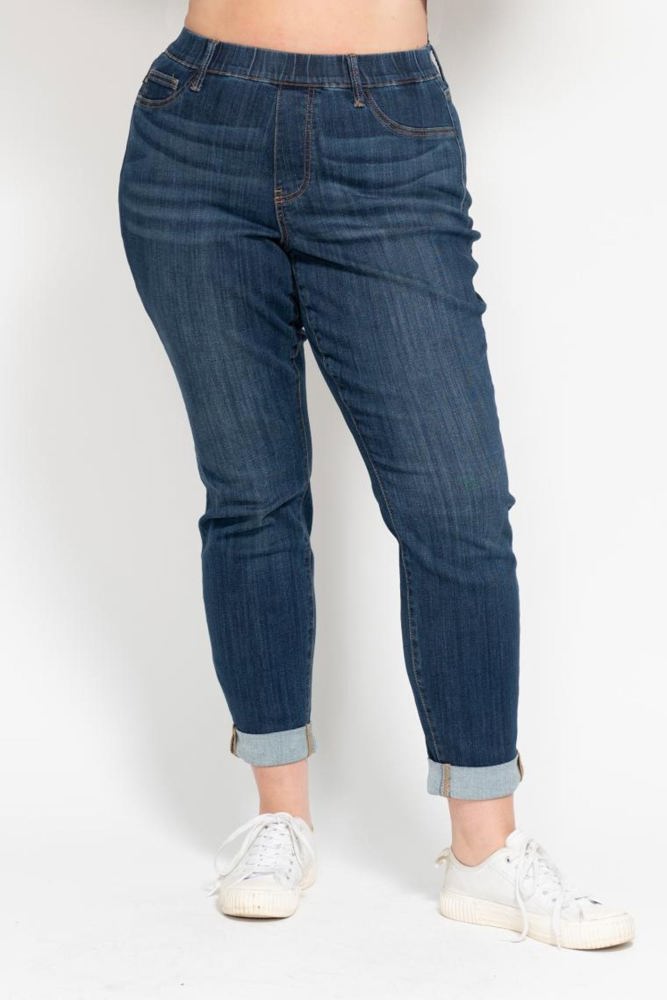 Judy Blue High Waist Pull On Double Cuff Slim Denim 88750 - Plus