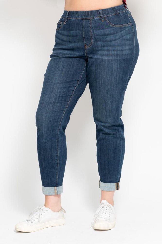 Judy Blue High Waist Pull On Double Cuff Slim Denim 88750 - Plus