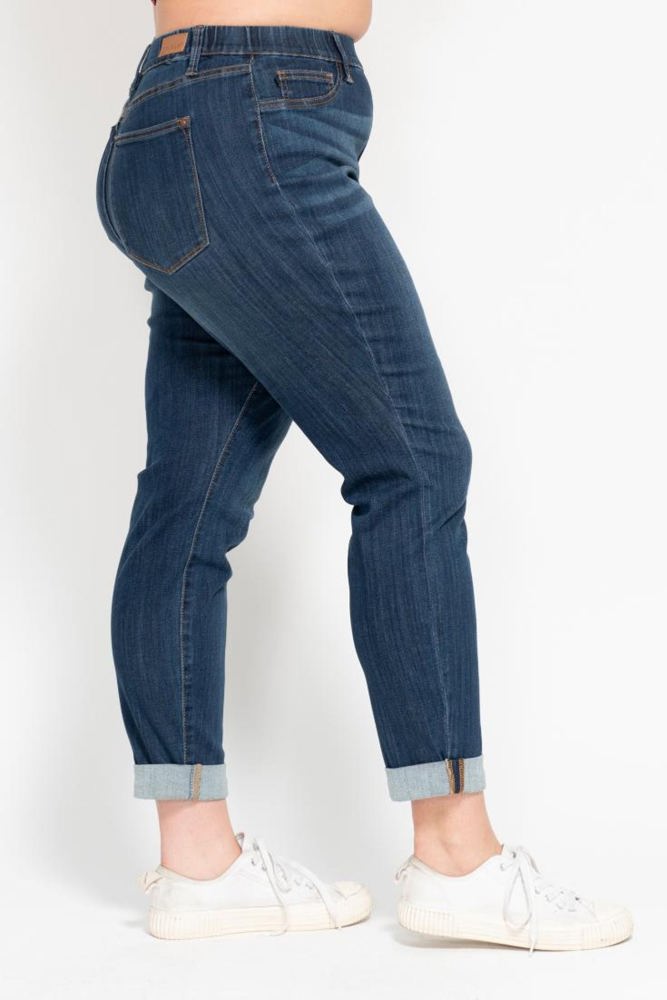 Judy Blue High Waist Pull On Double Cuff Slim Denim 88750 - Plus