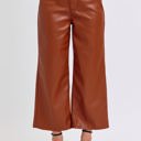  Judy Blue High Waist Tummy Control Camel Faux Leather Wide Leg Crop Denim 88900