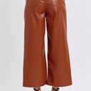  Judy Blue High Waist Tummy Control Camel Faux Leather Wide Leg Crop Denim 88900