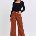  Judy Blue High Waist Tummy Control Camel Faux Leather Wide Leg Crop Denim 88900