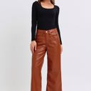  Judy Blue High Waist Tummy Control Camel Faux Leather Wide Leg Crop Denim 88900