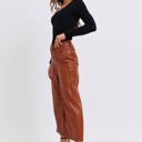  Judy Blue High Waist Tummy Control Camel Faux Leather Wide Leg Crop Denim 88900