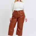  Judy Blue High Waist Tummy Control Camel Faux Leather Wide Leg Crop Denim 88900