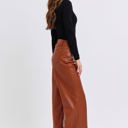  Judy Blue High Waist Tummy Control Camel Faux Leather Wide Leg Crop Denim 88900