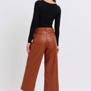  Judy Blue High Waist Tummy Control Camel Faux Leather Wide Leg Crop Denim 88900