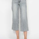  Judy Blue Mid Rise Tummy Control Raw Hem Wide Leg Crop Denim 88903