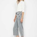  Judy Blue Mid Rise Tummy Control Raw Hem Wide Leg Crop Denim 88903