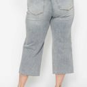  Judy Blue Mid Rise Tummy Control Raw Hem Wide Leg Crop Denim 88903