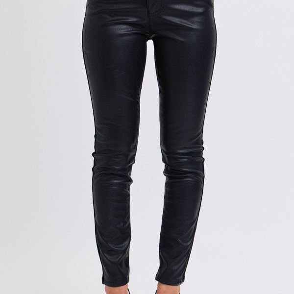 Judy Blue High Waist Faux Leather & Denim Skinny 88810