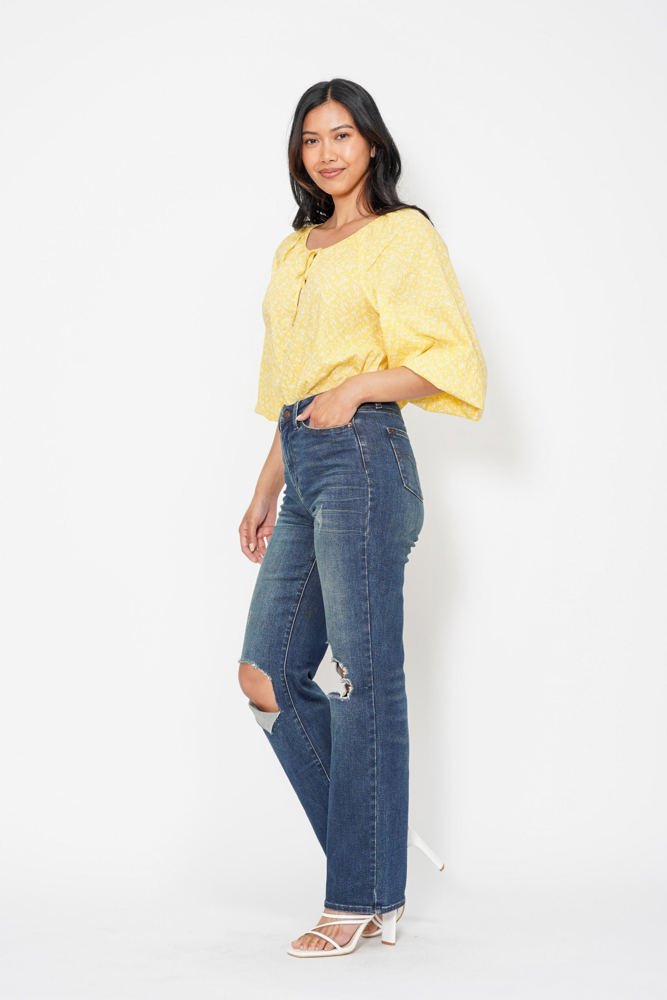 Judy Blue High Waist Knee Ripped Dad Denim 88680 - Plus