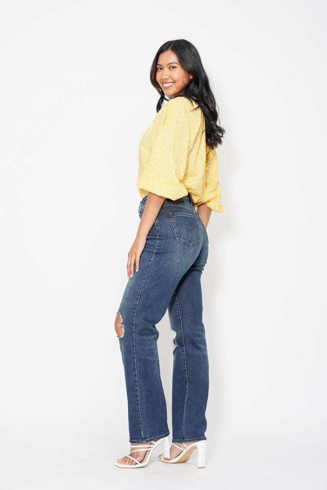 Judy Blue High Waist Knee Ripped Dad Denim 88680 - Plus