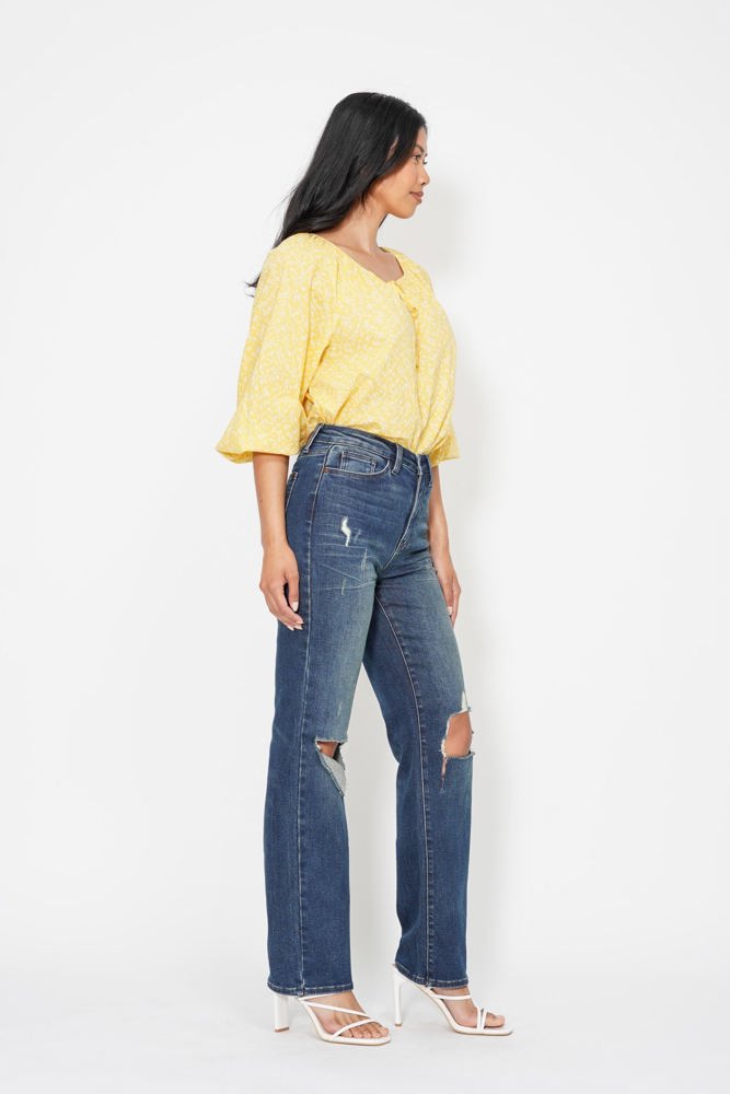 Judy Blue High Waist Knee Ripped Dad Denim 88680 - Plus