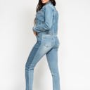  Judy Blue High Waist Vintage Wash Side Panel Detail & Hi Lo Fray Hem Slim Denim 88536