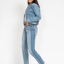  Judy Blue High Waist Vintage Wash Side Panel Detail & Hi Lo Fray Hem Slim Denim 88536