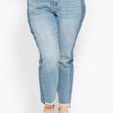  Judy Blue High Waist Vintage Wash Side Panel Detail & Hi Lo Fray Hem Slim Denim 88536