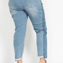  Judy Blue High Waist Vintage Wash Side Panel Detail & Hi Lo Fray Hem Slim Denim 88536