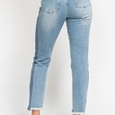  Judy Blue High Waist Vintage Wash Side Panel Detail & Hi Lo Fray Hem Slim Denim 88536