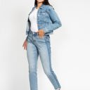  Judy Blue High Waist Vintage Wash Side Panel Detail & Hi Lo Fray Hem Slim Denim 88536