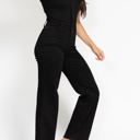  Judy Blue High Waist Garment Dyed Black Tummy Control Short Sleeve Straight Denim Jumpsuit 88853