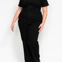  Judy Blue High Waist Garment Dyed Black Tummy Control Short Sleeve Straight Denim Jumpsuit 88853