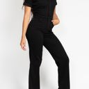  Judy Blue High Waist Garment Dyed Black Tummy Control Short Sleeve Straight Denim Jumpsuit 88853