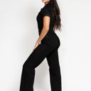  Judy Blue High Waist Garment Dyed Black Tummy Control Short Sleeve Straight Denim Jumpsuit 88853