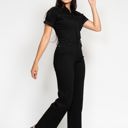  Judy Blue High Waist Garment Dyed Black Tummy Control Short Sleeve Straight Denim Jumpsuit 88853