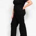  Judy Blue High Waist Garment Dyed Black Tummy Control Short Sleeve Straight Denim Jumpsuit 88853