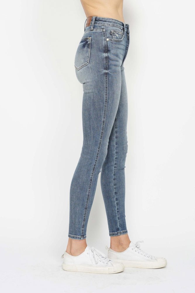 Judy Blue High Waist Tummy Control Contrast Wash Skinny Denim 88767 - Plus