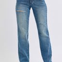  Judy Blue Mid Rise Contrast Wash Destroyed Dad Denim 88859