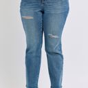  Judy Blue Mid Rise Contrast Wash Destroyed Dad Denim 88859