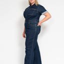  Judy Blue High Waist Tummy Control Short Sleeve Straight Denim Jumpsuit 88835