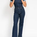  Judy Blue High Waist Tummy Control Short Sleeve Straight Denim Jumpsuit 88835