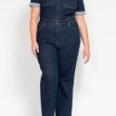  Judy Blue High Waist Tummy Control Short Sleeve Straight Denim Jumpsuit 88835