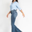  Judy Blue Mid Rise Tummy Control Vintage Wash Cut Hem Flare Denim 88472