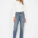  Judy Blue High Waist "Tummy Control" Raw Hem Straight Denim 88848