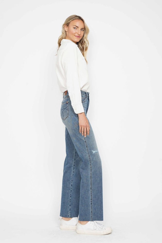 Judy Blue High Waist "Tummy Control" Raw Hem Straight Denim 88848